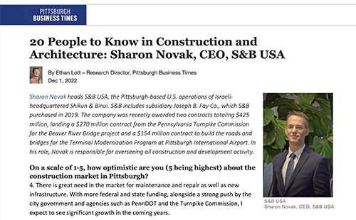 Sharon Novak, CEO of S&B USA - One of 20 People to Know in Construction and Architecture