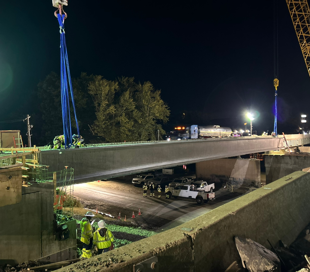 Beam erection of southbound span 1.
